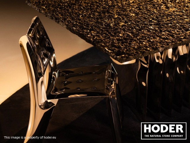 Harmonica Table Stone – prototyp autorstwa Oskara Zięty z kamiennym blatem z granitu 711 - zdjęcie numer 2