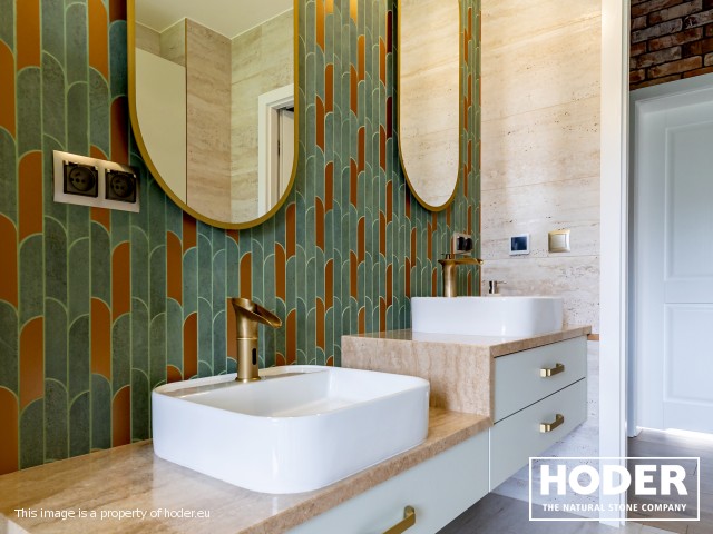 Blat łazienkowy z trawertynu 125 polerowanego - zdjęcie numer 2